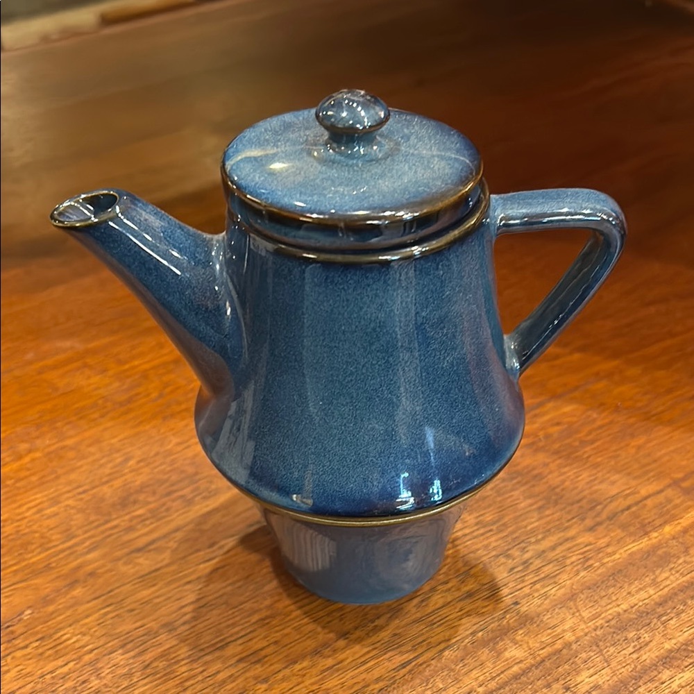 Stylish Blue Ceramic Teapot Single Serve